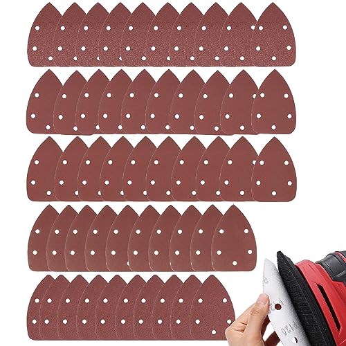 Mouse Detail Sander Pads - 50pcs Assorted 40/60/80/100/120 Grit Sandpaper Hook and Loop Pads for Mouse Sander Grits Sanding Sheets