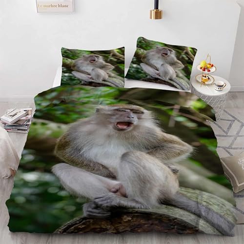 Ensemble de literie 3 pièces singe hypoallergénique et doux pour lit double - 4