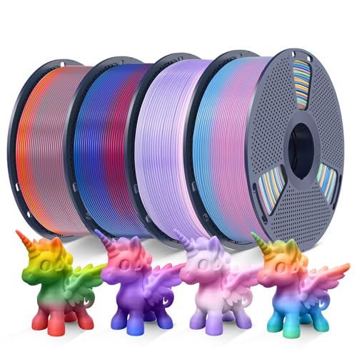 Image of SUNLU Rainbow PLA Filament 1.75mm, 4kg in Total, PLA Rainbow 01-04 | Multicolor Gradient 3D Printer Filament, Neatly Wound 3D Printing Filament, 1kg per Spool, 4 Pack