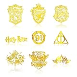 3D Metal Stickers,9pcs Stickers Self Adhesive Golden 9 3/4 Hogwarts Express Magic Stickers for Laptop