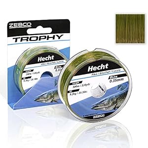 Zebco Qualitäts Trophy Hecht monofile Angelschnur Angel Zubehör Hechtschnur, grün, 0,40 mm