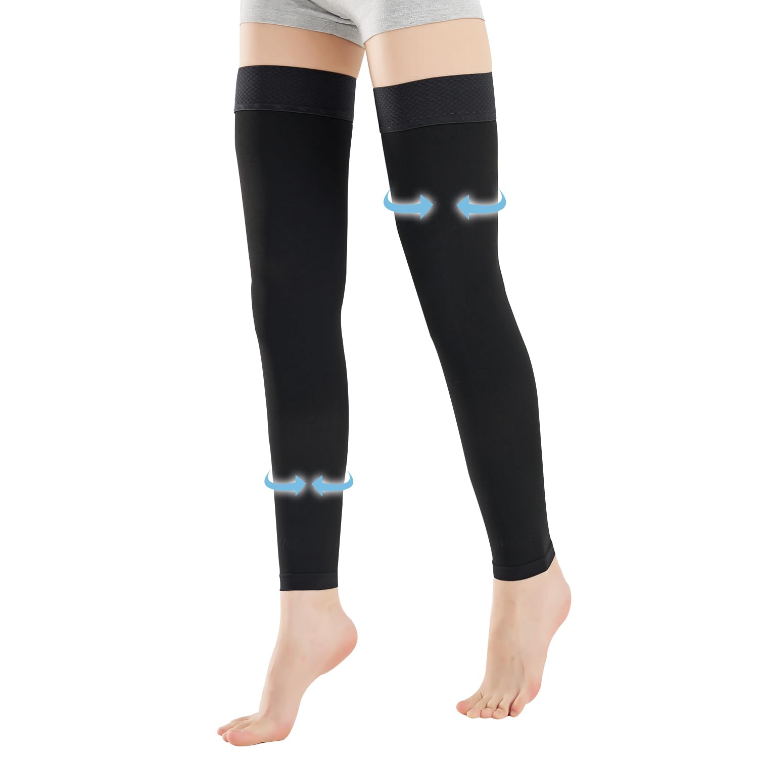 Medical Thigh High Compression Socks Footless for Women and Men (Pair), 15-20 mmHg with Silicone Dot Band, Medical Compression Stockings for Varicose