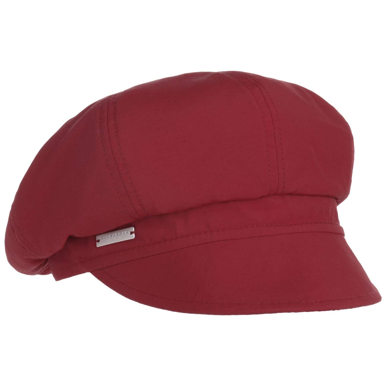 Seeberger Rainy Day Newsboy Cap Women - Baker boy hat Winter Summer with Peak, Lining Autumn Spring All-Season - One Size red