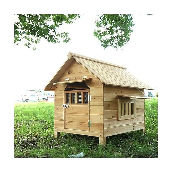 Dog-HouseDog-Houses-for-Large-Dogs-OutsideOutdoor-Dog-HouseWaterproof-and-Moisture-Proof-Wooden-ShelterVarious-Specifications-Available-Color-E1-Door-2-Windows-2-Visors-Size-XX-Large Waterproof Ventilate Dog House