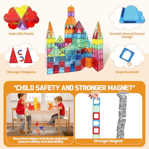 Paaxido Magnetic Tiles 130-Piece Set with 2 Cars — view 6