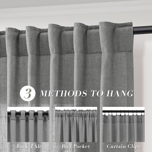 Image of Joywell Linen Curtains 96 Inches Long for Living Room Dark Grey