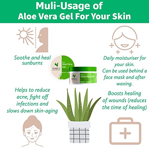 Voilave Pure Aloe Vera Gel | Multi-Purpose Beauty Gel | Best For Skin, Hair Care & Sunburn Relief | Acne Scar Treatment For Face | Hydrating Vitamin E Aloe Vera Gel | As Seen On Tv - 5.29 Fl Oz #TOP7