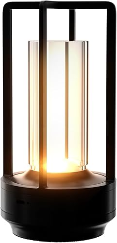 Lámpara de mesa, lámpara LED recargable inalámbrica portátil, lámpara de noche de metal con atenuación de 3 colores, lámpara de escritorio pequeña