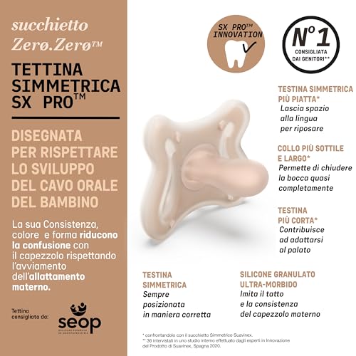 Image of Suavinex Zero Zero Silicone Baby Pacifier w /SX Pro Physiological Pacifier Nipple (0-6M), 2Pk, Medium