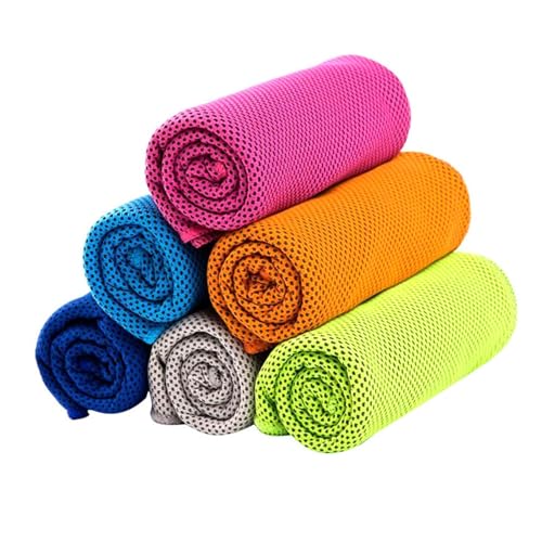 QXCFTW 6pc Gym Towels - Cooling, Sweat & Travel Towels for Neck, Yoga, Outdoor, Golf, Running, Hiking, Sports & Camping