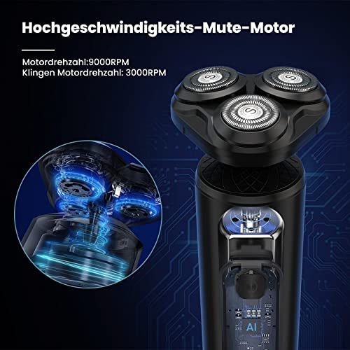 Foto von SweetLF Rasierer Herren Elektrisch, Elektrorasierer Herren Nass- und Trockenrasierer, Aufladung 5D Rotations Rasierapparat Herren mit Kotelettentrimmer, IPX7 Wasserdichter Rasierer mit Reisesperre
