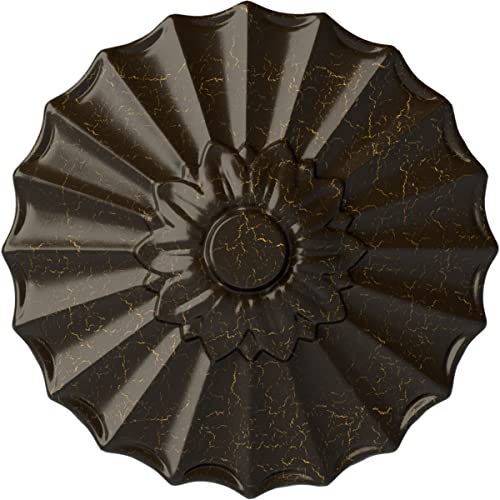 Image of Ekena Millwork CM09SHSHC 9 inchOD X 1 3 /8 inchP Shakuras Ceiling Medallion Fits Canopies Up to 1 3 /8 inch, Stone Hearth Crackle