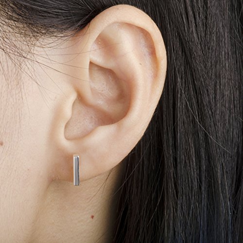 S.leaf Sterling Silver Bar Earrings Dainty Stud Earrings Square Flat Bar Stud Earrings Minimalism #TOP4