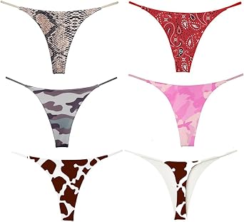 Country G String Thongs For Women, T back, Ladies Thong Underwear Panties Pack of 5