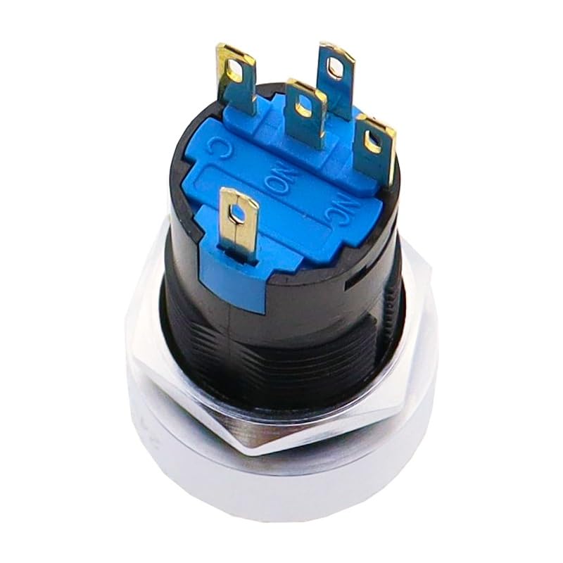 1PCS 16mm Metal Rotary selector Switch 2 3-Position Switch 12V Led red and Green Stainless Steel Push Button Switch 1NO1NC self-Locking SPDT(Red,12V LED)