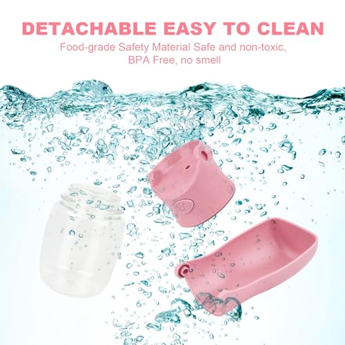 VFANDV Tragbare Haustier Trinkflasche, Trinkflasche Hunde, Hundewasserflasche, 180°Faltbare Hund Katze Haustiere Auslaufsicher Wasserflasche für Täglich Spazieren Gehen Reisen Campen (Rosa, 350ML)