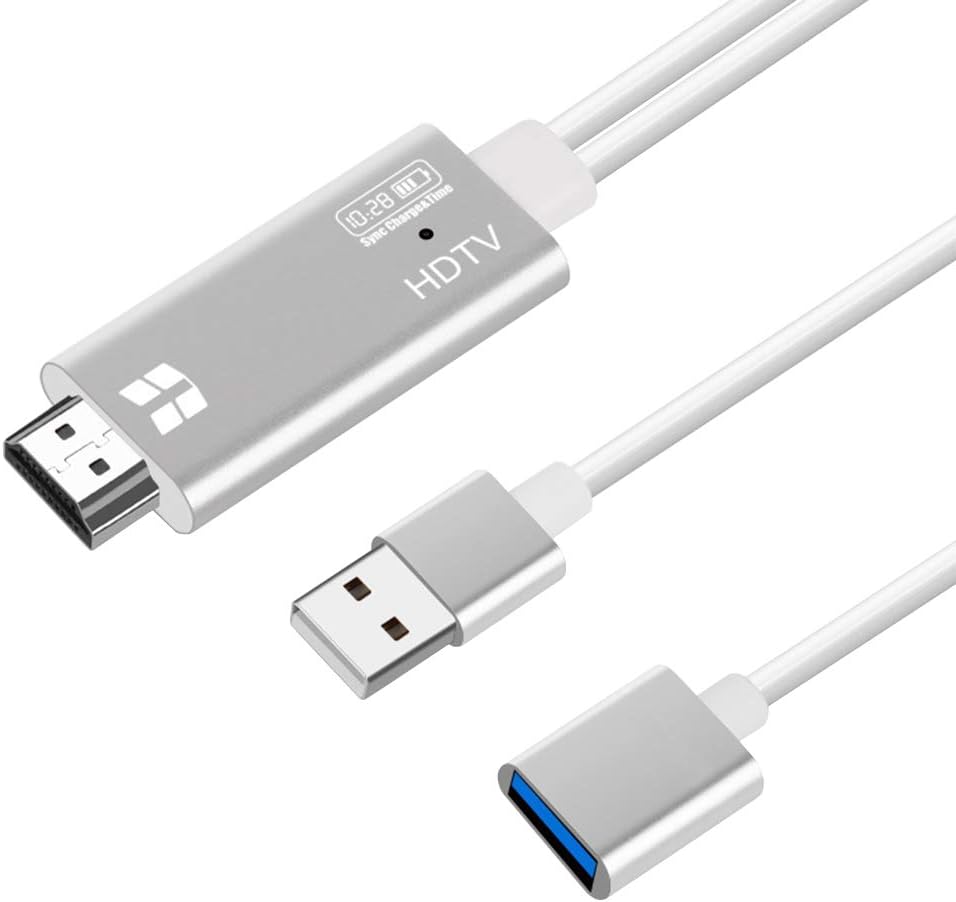 USB Digital AV HDMI Cable Adapter TV Projector Plug and Play HDMI Adapter Screening Mirroring for iPhone/iPad and Android Smartphones