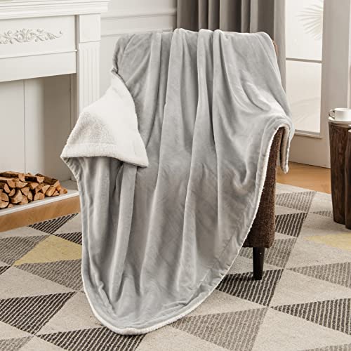Se Softexly Grey Sherpa Blanket For Bed, Fuzzy Fluffy Flannel Plush Blanket Twin Size, Velvet Fleece Throw Blanket For Living Room/Bedroom, Soft Cozy Throw For Couch Sofa(Light Grey, 60"X 80") #TOP6