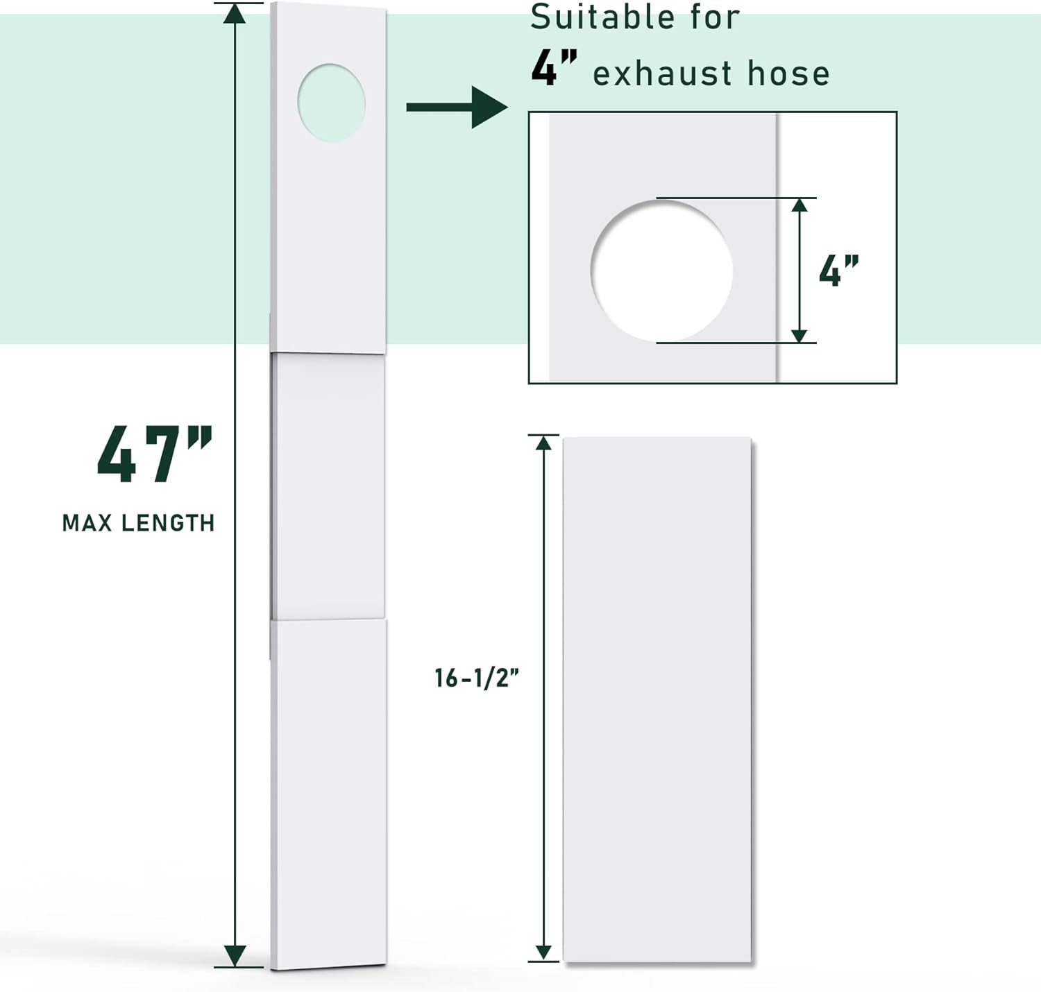 Flehomo Dryer Vent Window Kit, Dryer Vent Kit for 4" Diameter Dryer Hose, Adjustable Window Vent Kit for Sliding Windows, with Insulating Foam Seal Tape