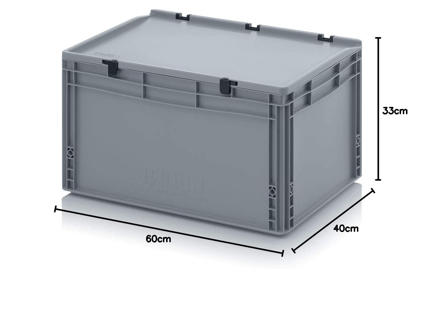 Auer Packaging Eurobox 60 x 40 x 33,5 cm con coperchio a cerniera – Scatola impilabile