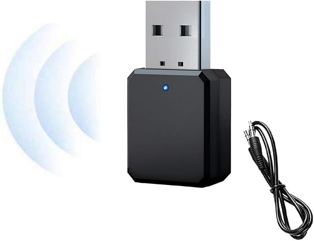 USB Bluetooth Receiver 5.1-with 3.5mm AUX. Just Plug in the USB Interface. Suitable for Car/Wired Speaker/Home Stereo Music Streaming, Built-in Microphone, Hands-Free Call (Black)