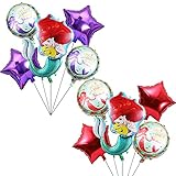 Tomicy Meerjungfrau Geburtstag Deko,erjungfrau Helium Ballons Set Meerjungfrau Thema Party Dekoration Geburtstag Deko Mädchen Rot und Lila für Meerjungfrau Partyzubehör 10 Stück