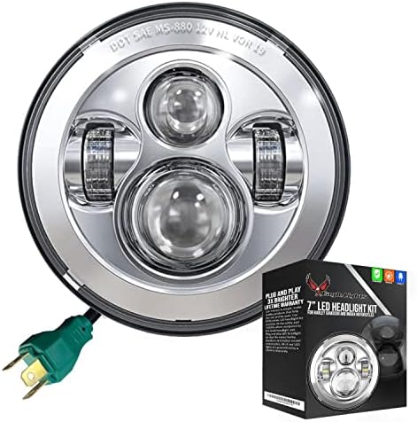 Eagle Lights 8700C 7" LED Headlight for Harley Davidson and Indian Motorcycles - Generation I/Chrome Kit/No Installation Accessories