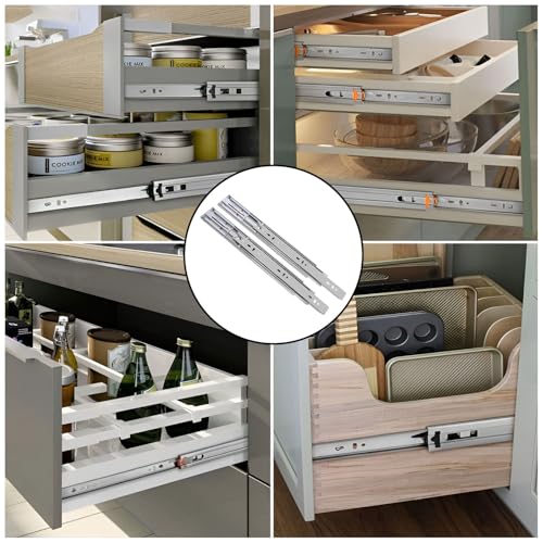 Image of Volo Heavy Duty Drawer Slides, Full Extension Ball Bearing Runners | Pack of 2 Piece | Channels for Kitchen Cabinets, Wardrobes, and Dressers (Push to Open, 18 Inch)
