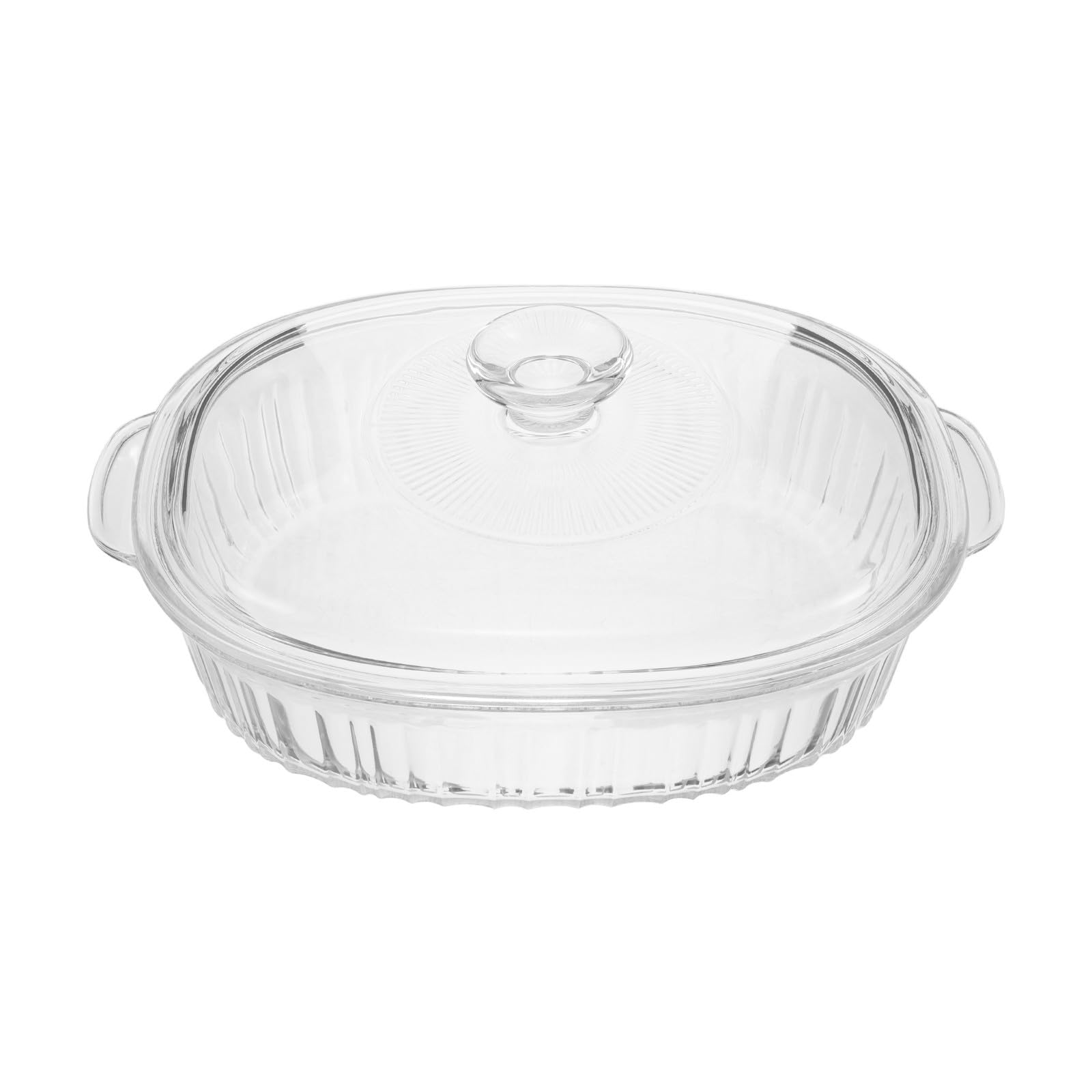 ibasenice Mikrowellengeeignete Glas Auflaufform mit Deckel 1,9 Liter Fassungsvermögen Ofenfest Ovaler Suppentopf für Zubereitung von Suppen und Backwaren