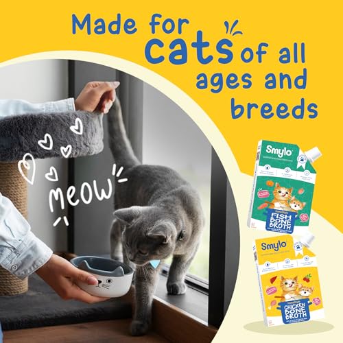 Image of Smylo Summer Cooler, Hydration Rich Chicken Bone Broth for Cats (100ml x 5 Packs) | Rich in Collagen for Bones & Joints Health | Omega 3 & 6 for Shiny Fur & Coat | Cat Food Topper and Cat Supplements