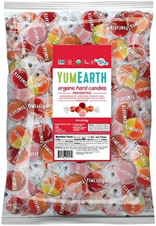 YumEarth Organic Fruit Drops Hard Candy, Assorted Flavors, 4.25 Pound (Pack of 1) - Allergy Friendly, Non GMO, Gluten Free, Vegan (Packaging May Vary)