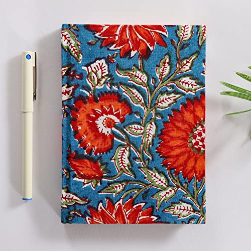 Image of Ravaiyaa - Attitude is everything Hand Block Printed Fabric Journal Handbound Notebook Gifts for Writers Recycled Paper Notebook Diary
