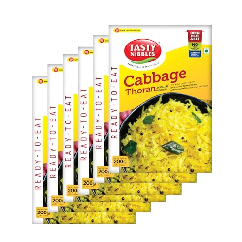 Image of Tasty Nibbles Ready to Eat Cabbage THORAN 200G | Open Heat & Eat | No Food Additives Added | Japanese Retort Technology |Kerala Style [Pack of 6]