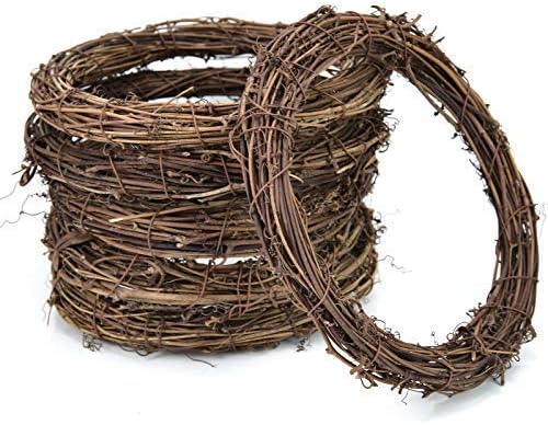 AQUEENLY Grapevine Wreath, 6 PCS Twigs Wreath DIY Vine Wreath Decorations for Front Door Wall Hanging, 7.9 Inches