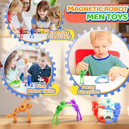 Magnetic Robot Men Travel Toys for Toddlers Kid Boy 5PC Airplane Road Trip Car Travel Activities Fridge Magnet Fidget for Party Bag Fillers for Kids - Image 6