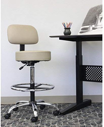 Boss Office Products Be Well Medical Spa Drafting Sool with Back in Beige