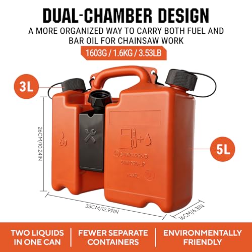 Dual-Chamber Chainsaw Fuel and Bar Oil Can