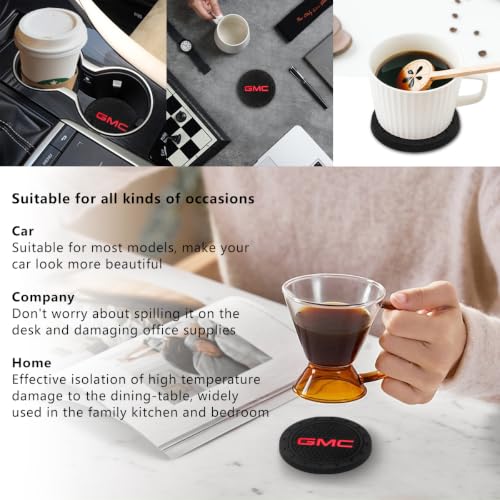 Image of Black Silicone Car Coasters for GMC Series Series Non-Slip Car Cup Holder Coasters,Car Interior Accessory for Car Cup Holder 2.75IN 2Pack