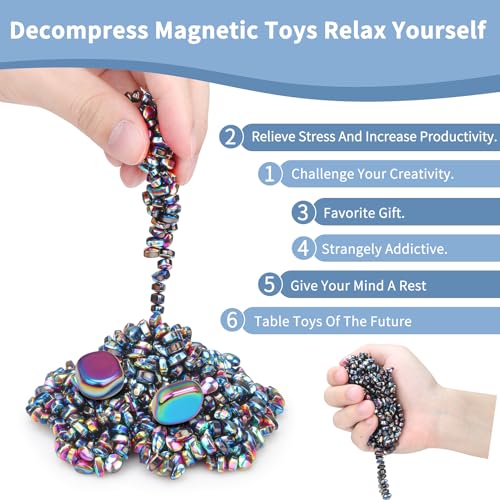 Coolden 500+ Stück Magnet Steine Set, Bunte Magnetsteine Stresskiller mit 2 Große Magnetic Steine für Stressabbau Kreativität ASMR ADHS, Fidget Magnets Spiel Geschenk für Erwachsene Jungen Mädchen