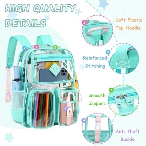 Image of PIG PIG GIRL Clear Backpack for School,Heavy Duty PVC Transparent Bookbag for Girls Stadium Approved See Through Backpack
