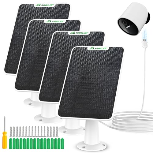 Image of 4 Pack 6W Solar Panel for SimpliSafe Outdoor Camera IP65 Weatherproof Solar Panel Charger Compatible with SimpliSafe Camera Solar Panels with Secure Wall Mount 9.8ft Cable 360° Adjustable Bracket