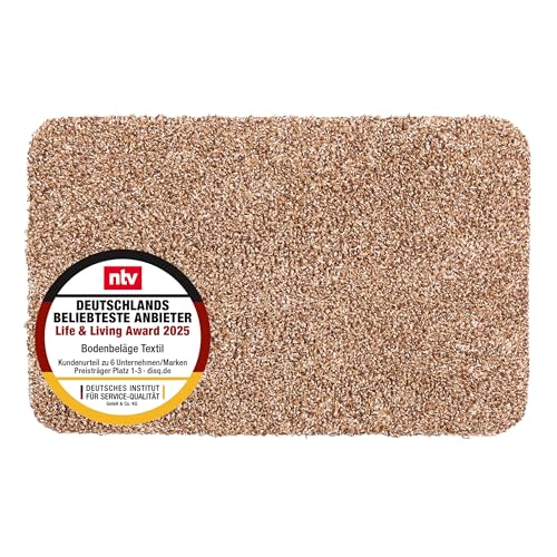 Schmutzfangmatte innen waschbar 40x60 cm – Sauberlaufmatte beige 100% Baumwolle Türmatte - Entra...