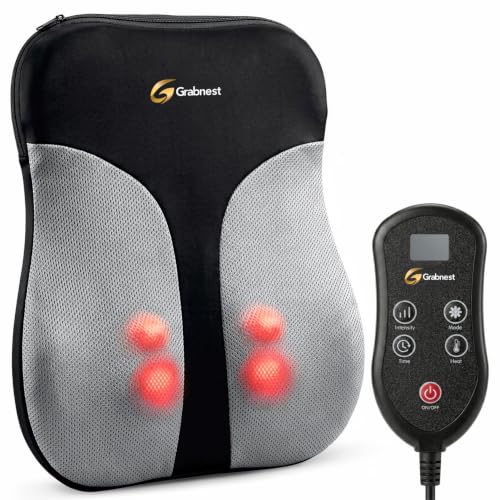 Image of Shiatsu Back Massager with Heat for Chair & Car, Electric Deep Tissue Massage Cushion, Adjustable Heat, Rolling & Kneading Mid & Lower Back Massager for Home, Office & Driving