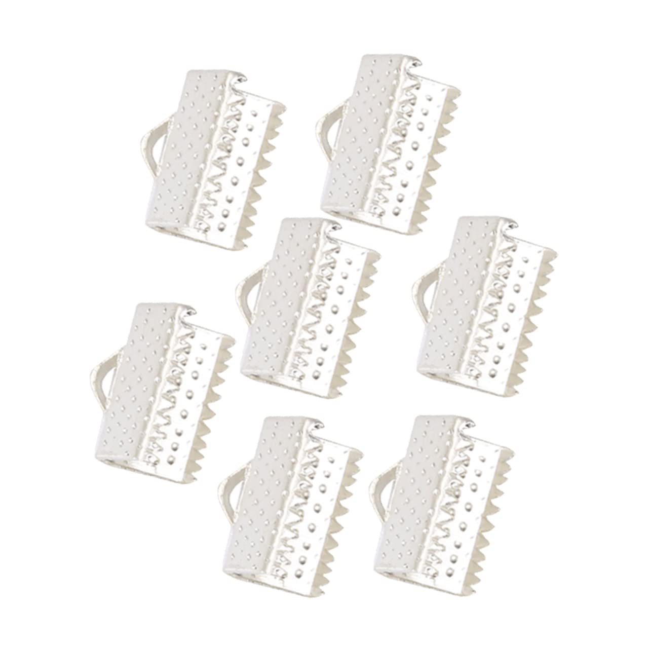Veemoon DIY Jewelry Supplies 100pcs Metal Fastener Clasps Plated Ribbon Ends Textured Crimp End Clamps Buckles Zipper Clips