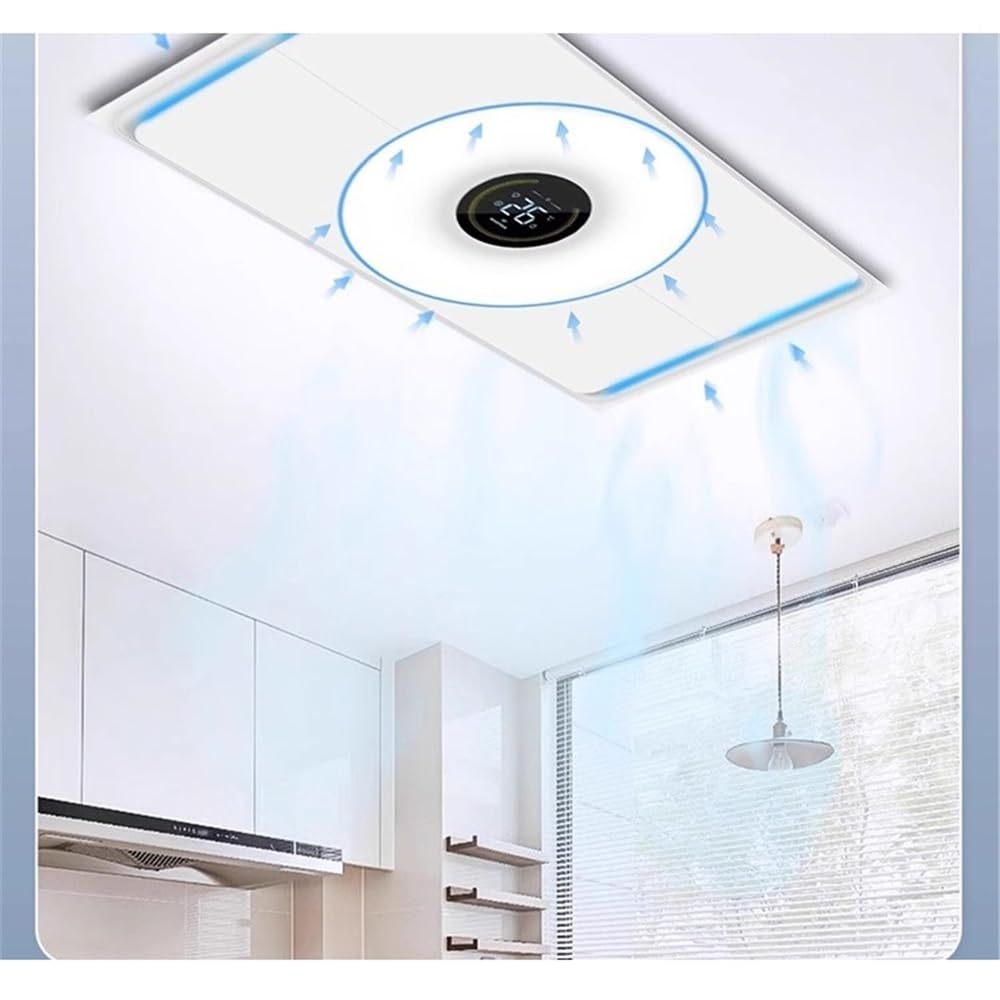 Extractor de aire Ventilador de ventilación delgado de 4 cm con hebilla de aluminio empotrada de 30 x 30 cm for cocina y baño, iluminación silenciosa, extractor 2 en 1 Ventilador de ventilación