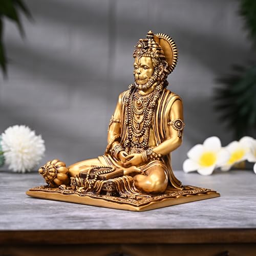Image of Artarium Hanuman Ji Murti Idol (7.5 Inch), Meditating Bajrangbali Statue for Home Temple & Office Decor, Resin Sankat Mochan Showpiece for Pooja, Meditation Room & Gifting