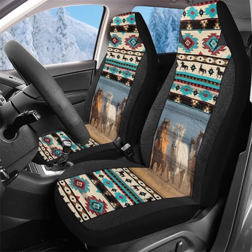 Housses de siège de voiture avant cheval tribal 52x138cm pour auto et SUV