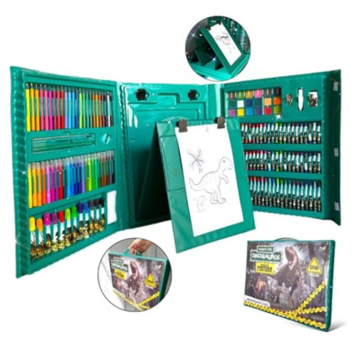 Estojo de pintura 208 peças Dinossauro maleta escolar completa