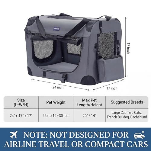 Petprsco Portable Collapsible Dog Crate, Travel Dog Crate 24x17x17 with Soft Warm Blanket and Foldable Bowl for Large Cats & Small Dogs Indoor and Outdoor by Petprsco - Image 3