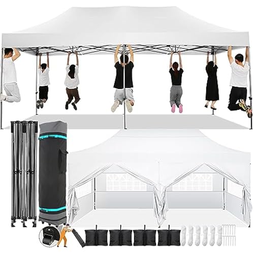 COBIZI 10x20 Pop Up Canopy Tent,Heavy Duty Canopy(White with 6 Sidewalls)